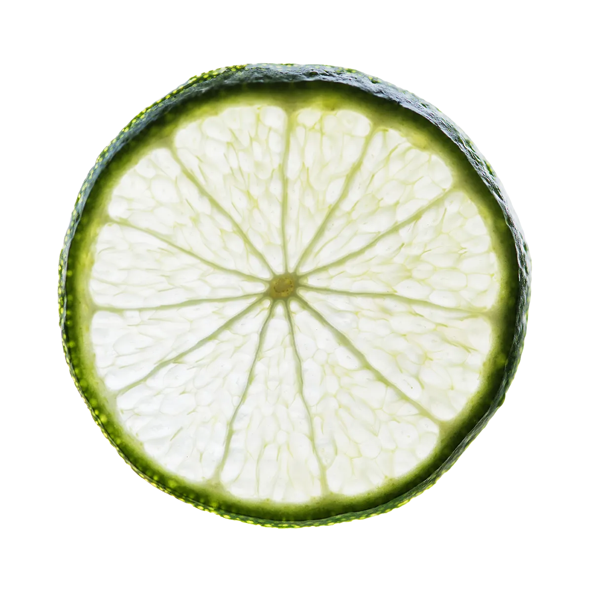 Close-up of a sliced bergamot on a white background